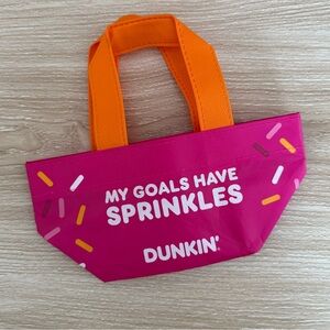Dunkin’ Donuts 2026 My Goals Have Sprinkles Mini Tote Bag Pink Orange